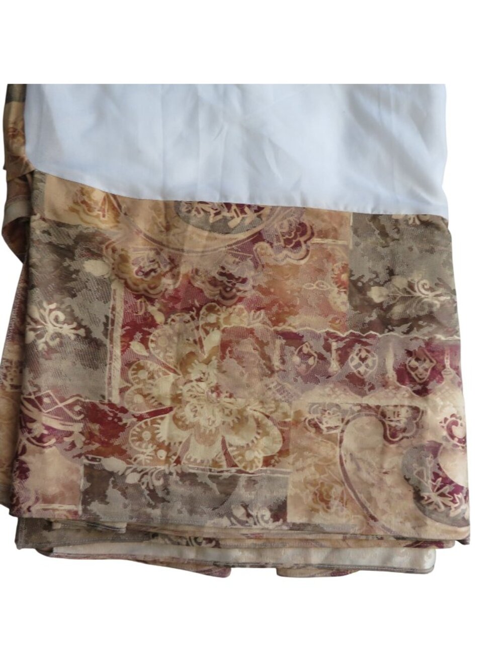 Vintage Burlington Queen Bed Skirt Jacquard Floral 15" Drop Pleated Split Corner